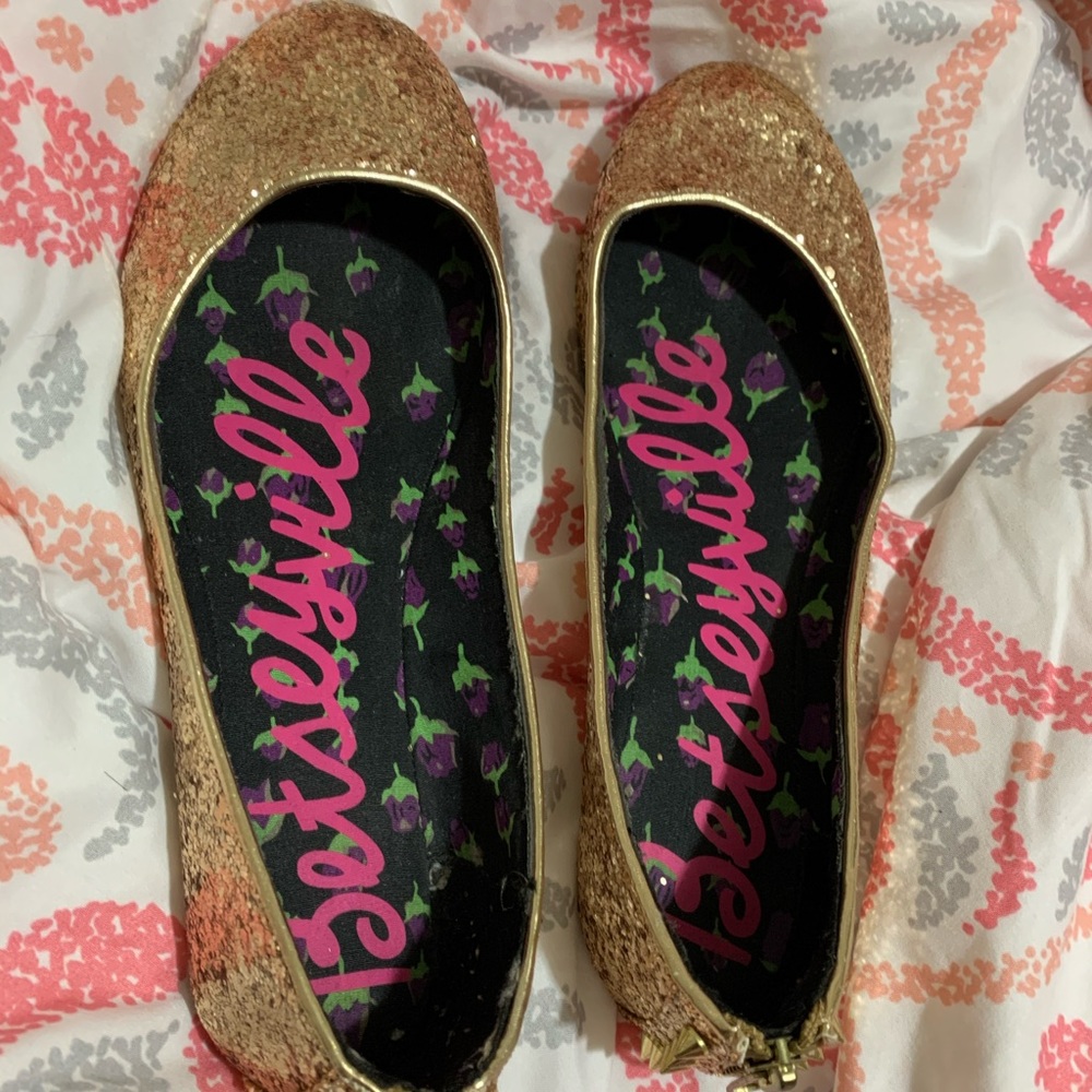 Betsetville Golden Glitter Flats